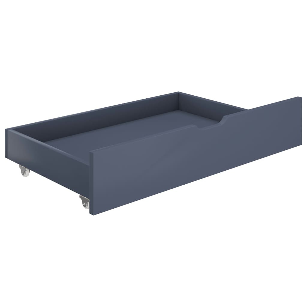 Canopy Bed Frame with 4 Drawers Grey Solid Pine Wood 160x200 cm
